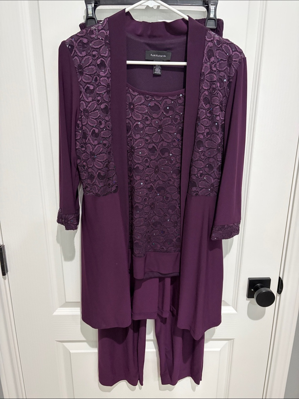 R&M Richards Plum Lace-Accent Two- Piece Ensemble-Size 6
